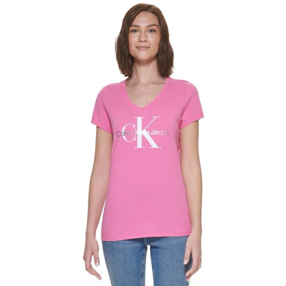 Calvin Klein Jeans Foil Logo T-Shirt - Prime Pink Size XL - Picture 1 of 3